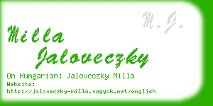 milla jaloveczky business card